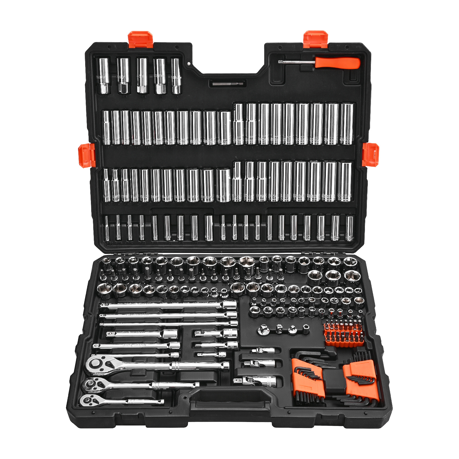 Image of Vevor Socket Set, 225 Pieces, 9.5 & 6.4 & 12.7 Mm Drive Socket And Ratchet Set, Sae And Metric, Deep And Shallow, Mechanic Tool Kit With Bits, Accessories, Storage Case, Alloy Steel, For Repair