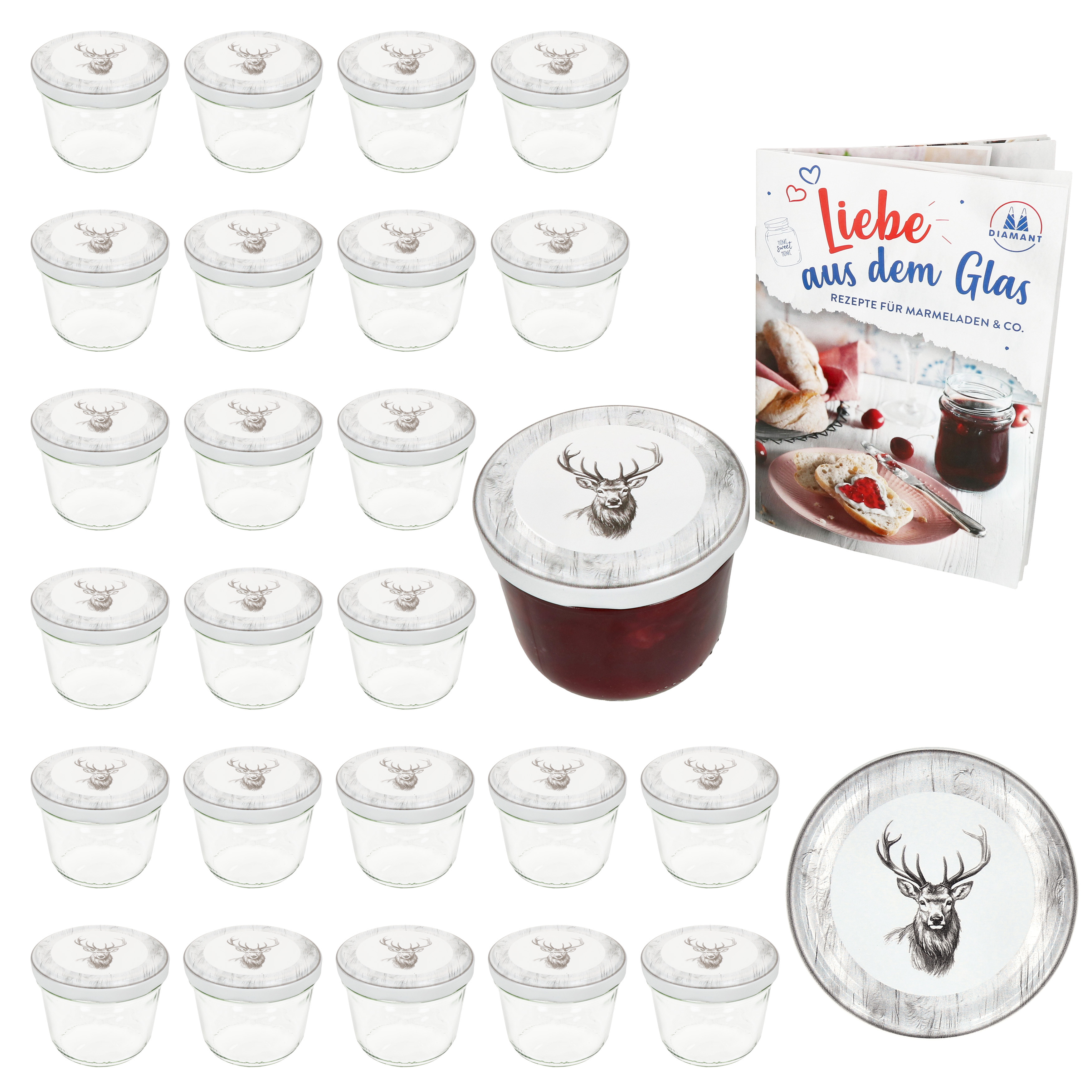 25-piece Set Of 230ml Mason Jars With Lids To82 Hirsch + Booklet
