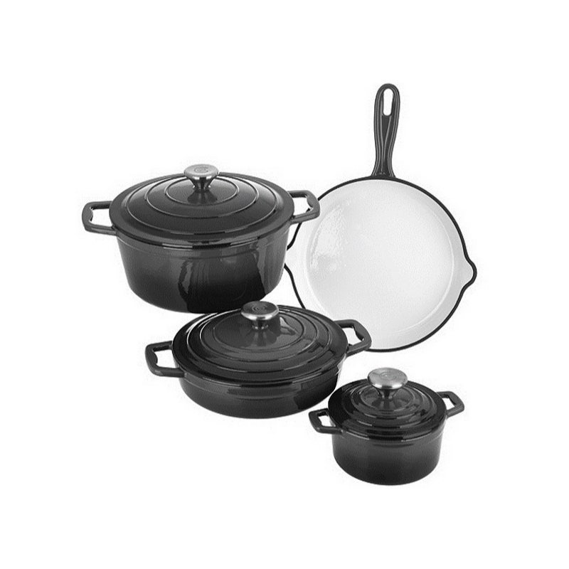 Carl Schmidt Sohn 7-piece Set, Series: Induction-compatible Enameled Cookware Set, Includes Frying Pan, Roaster, Meat Pot, Roasting Pot, Induction Frying Pan, Induction Cooking Pot