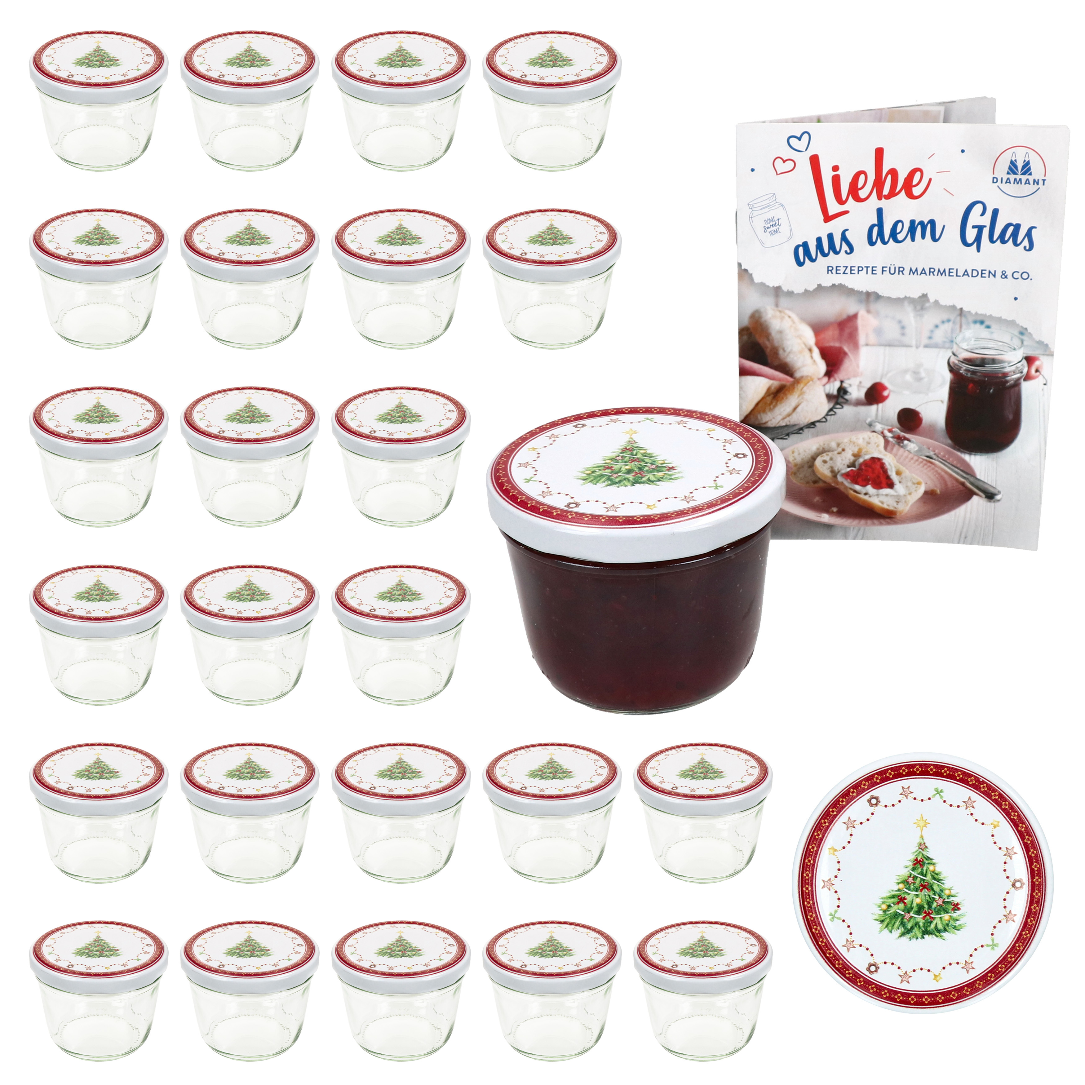 E-shop 25er Set Sturzglas 230ml Einmachglas + TO-Deckel 82 + Heft