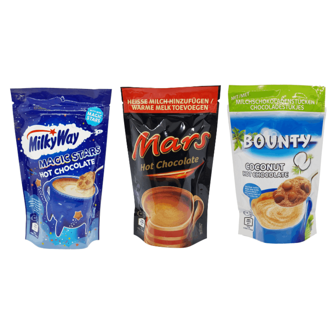 Image of Hot Chocolate Drink Powder Set – Mars, Milky Way & Bounty – 3×140 G – Creamy Drinking Chocolate With Chocolate Chunks – Cocoa Drink Powder Sample Pack