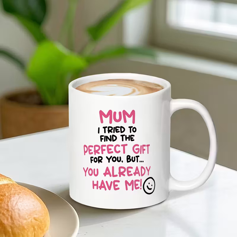 TEMU 1pc Funny Mom Cup - "mom, Have Me!" Birthday Or Mother's Day Gift - White Ceramic Mug With Black Text - 11oz Coffee, Tea, Milk Cup - Hand Wash