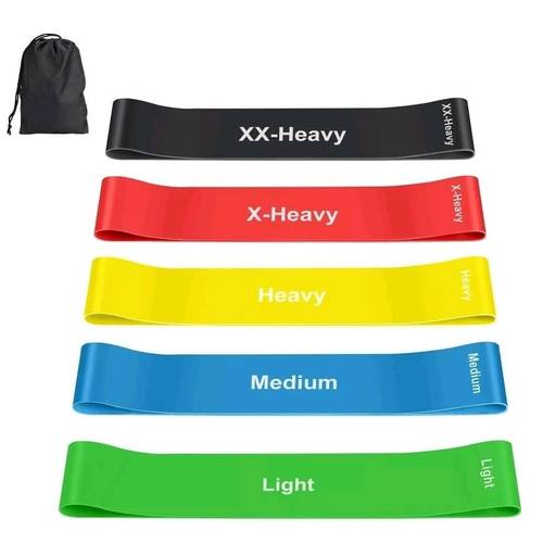 bands set of 5 fitness exercise loop bands with 5 different strength levels carrying case included ideal for home training