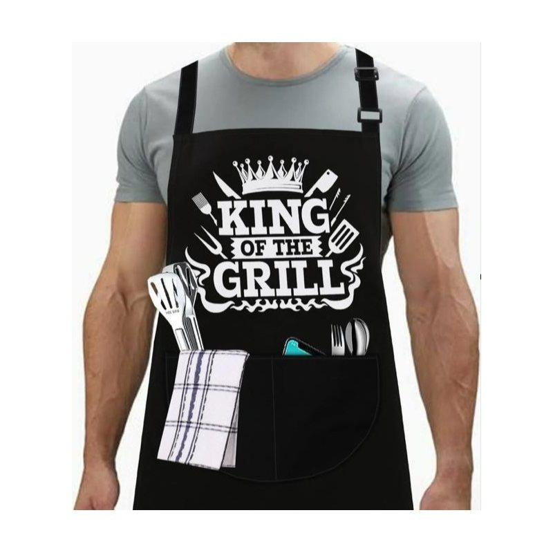 TEMU | Aprons For Men Women Ladies Aprons | Professional Cooking Aprons With 2 Pockets | Adjustable Kitchen Apron For Baking, Bbq, Grilling,