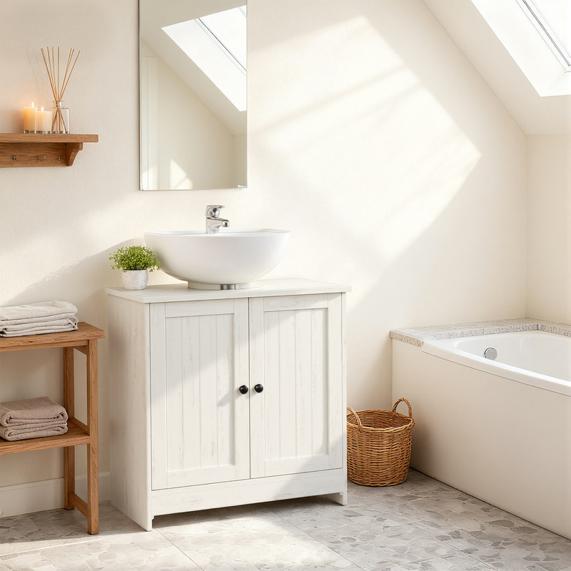 Under-sink Cabinet, Technology, Assembly, For Column-free Sinks, White