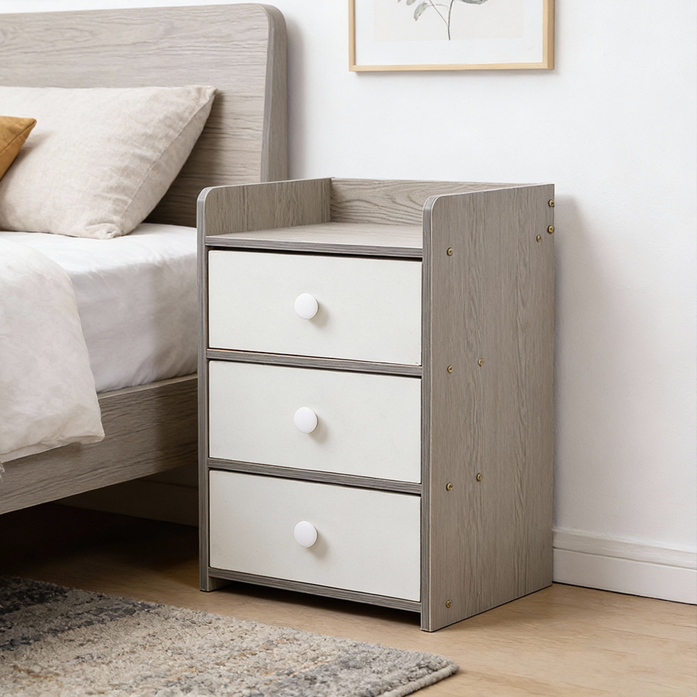 TEMU Chest Of 3 Drawers Small Bedside Table Wooden Bedside Cabinet, Wooden Nightstand Lamp Desk, Modern Versatile Night Stand With 3 Slide-out