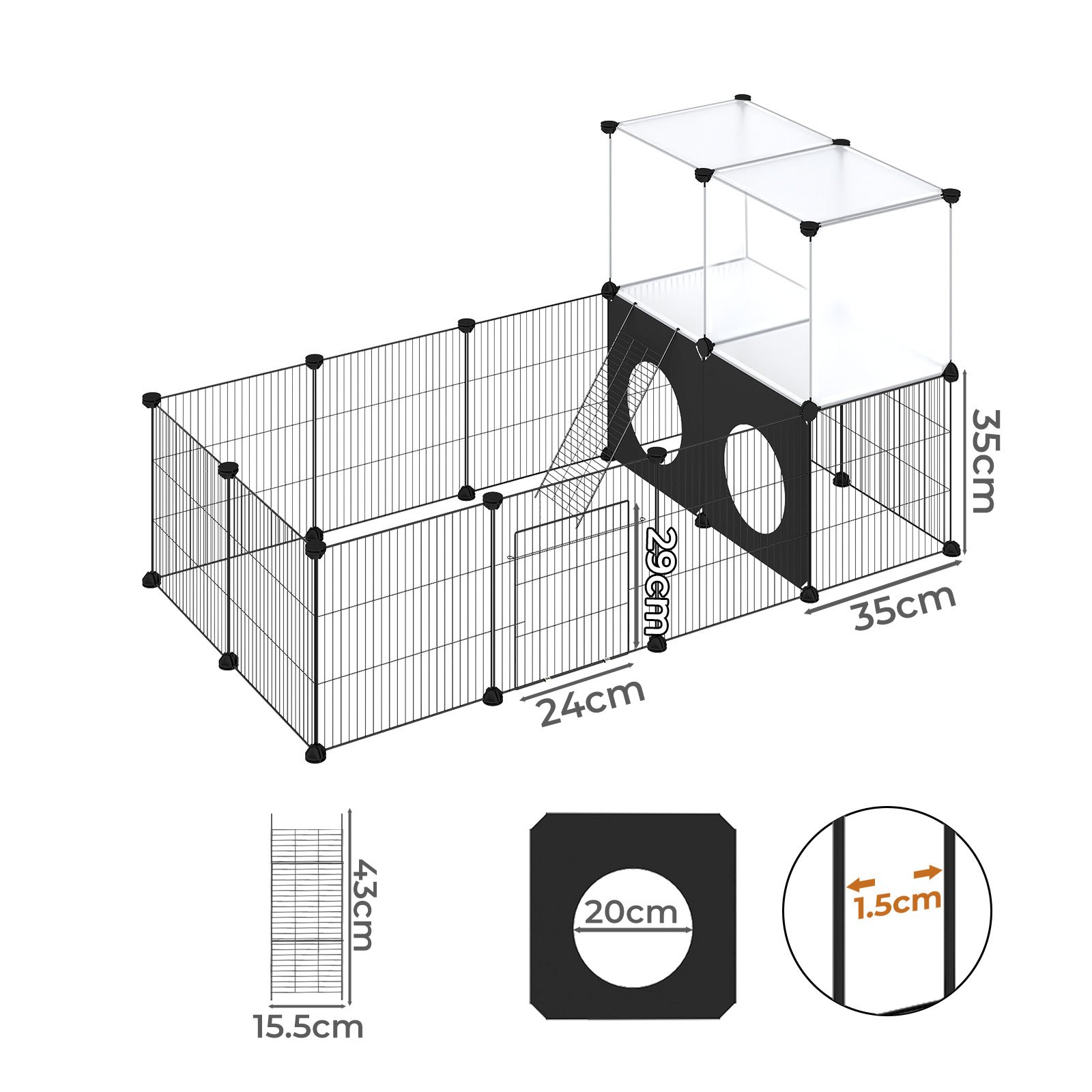 Skylos 24-Panel Pet Playpen with Climbing Ladder for Small Animals