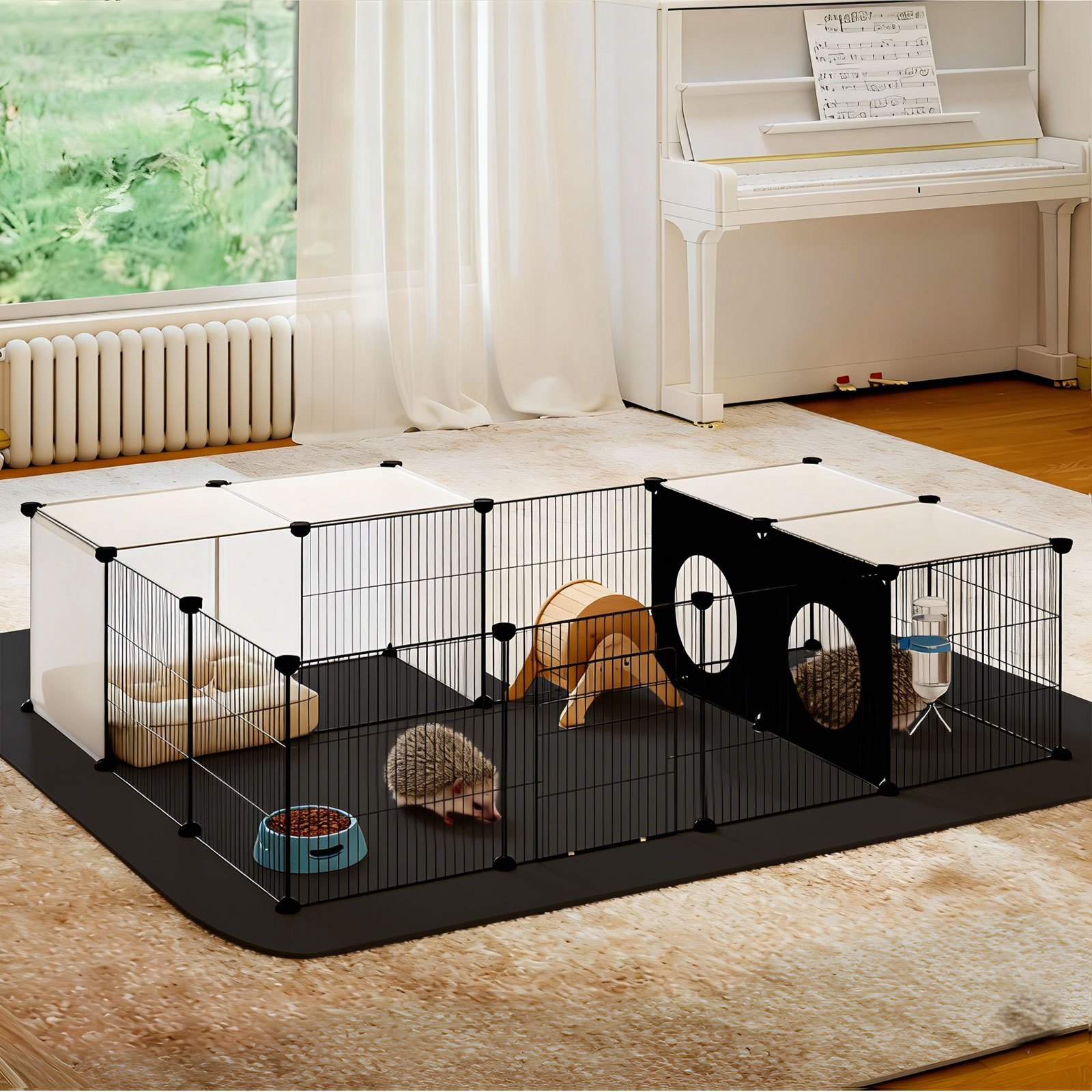 Skylos 24-Panel Pet Playpen with Climbing Ladder for Small Animals