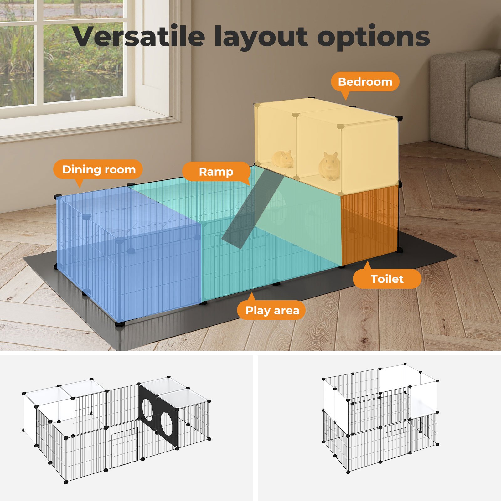 Skylos 24-Panel Pet Playpen with Climbing Ladder for Small Animals