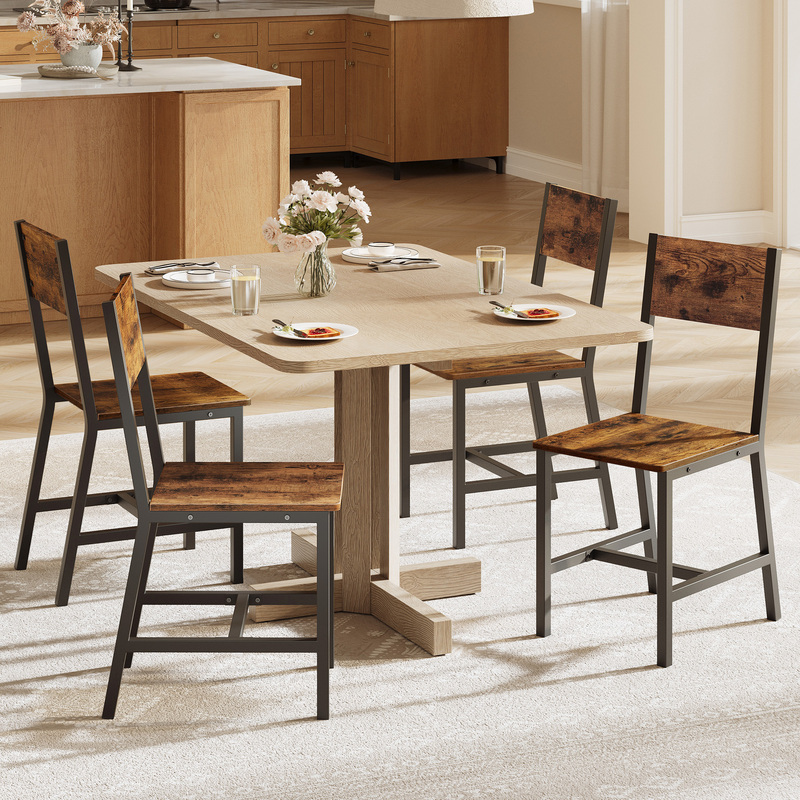 Image of 4pcs Dining Room Chair Set With Metal Frame - & Black - Kitchen Chairs For Dining Room, Kitchen, Living Room - - Free Shipping