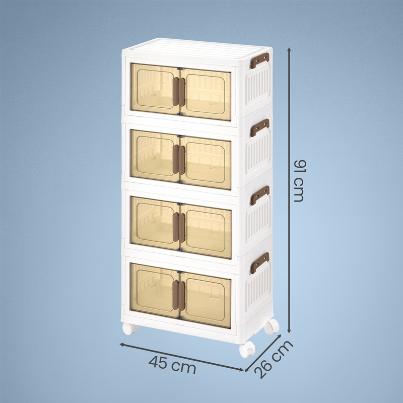 4-Tier Stackable Plastic Storage Box with Lid