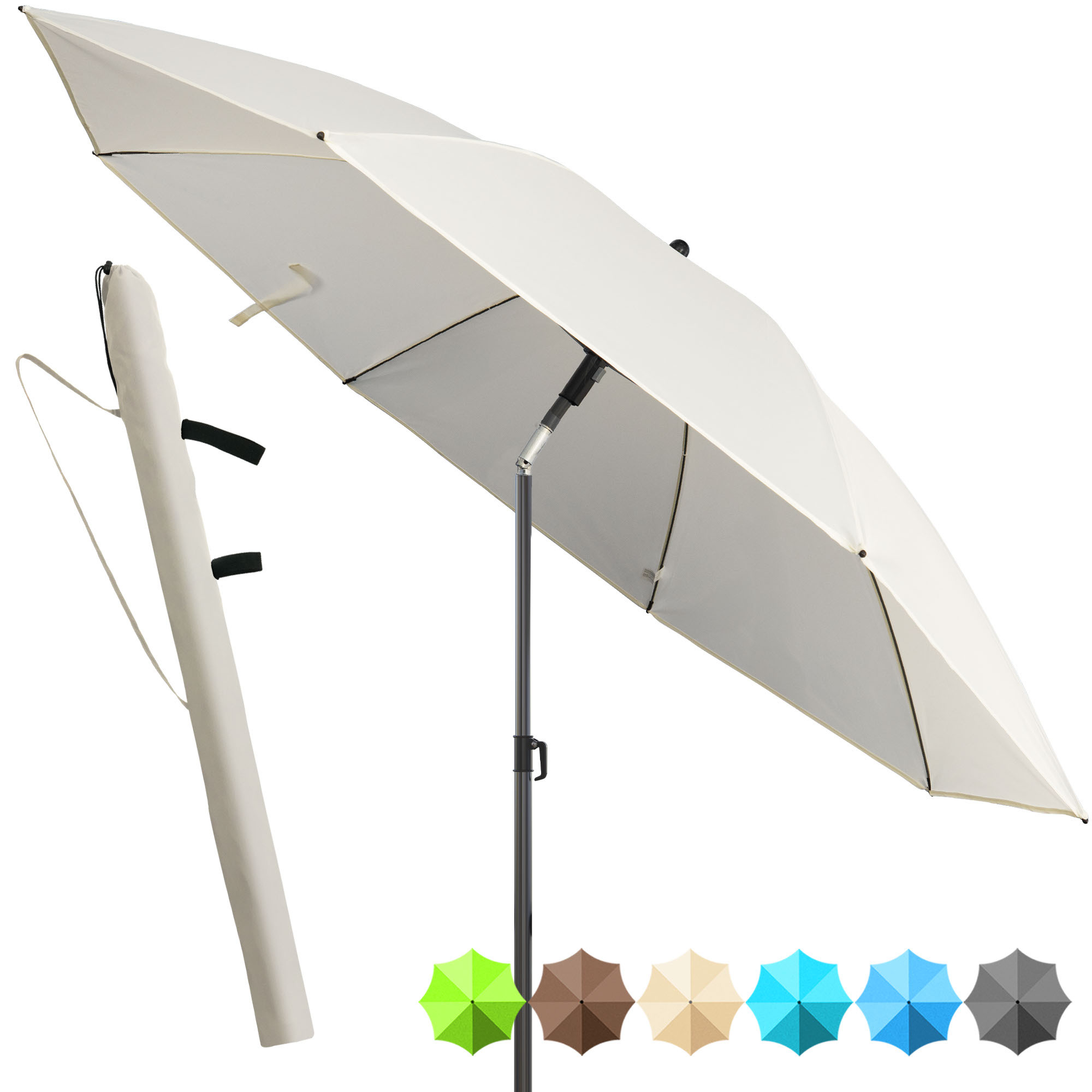 Image of Home Upf 50+ 180 Cm Sun Umbrella – Beach & Balcony Umbrella With Protective Cover, Alternative To Crank Umbrella – Colors: , Beige, Blue, Turquoise, Green, Taupe