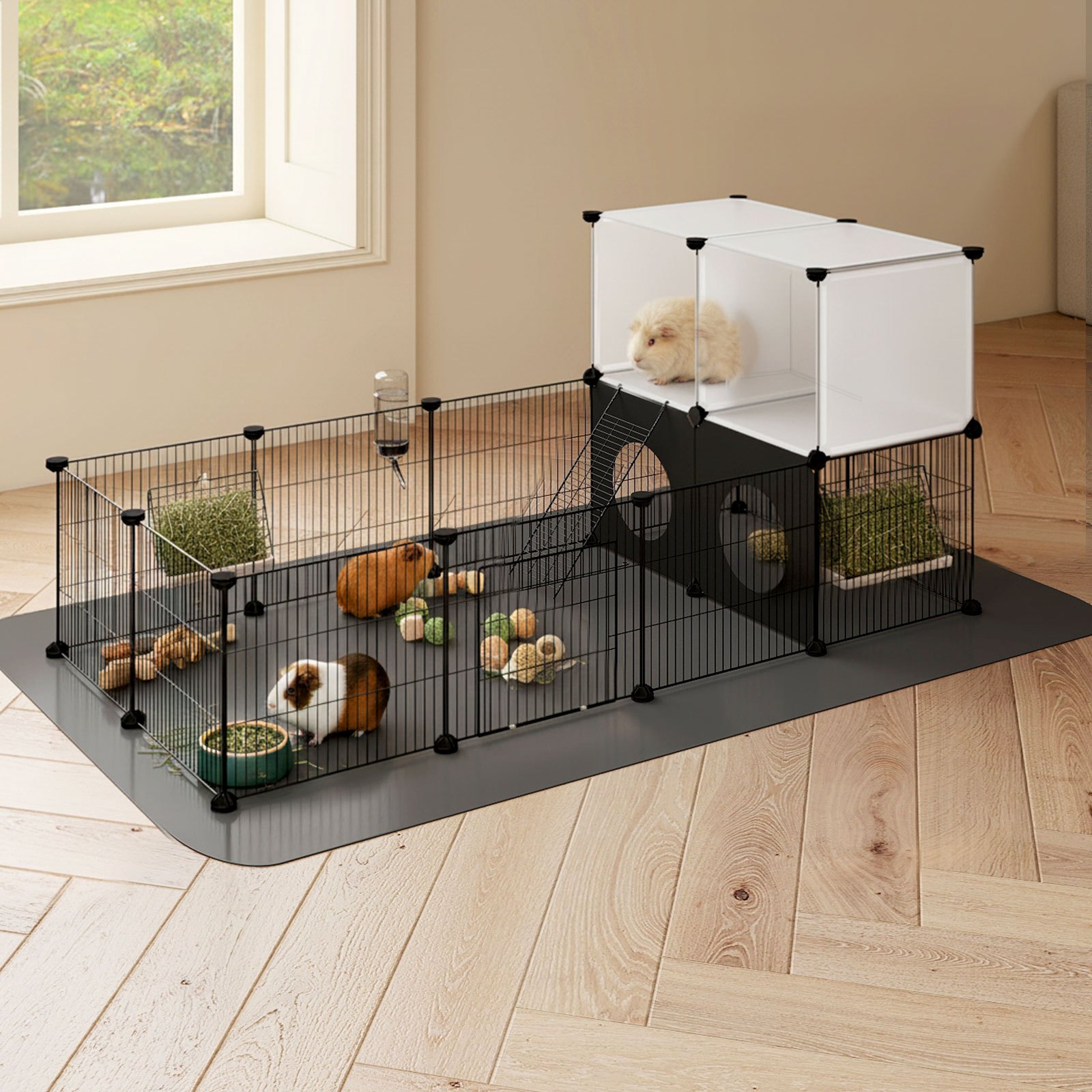 Skylos 24-Panel Pet Playpen with Climbing Ladder for Small Animals