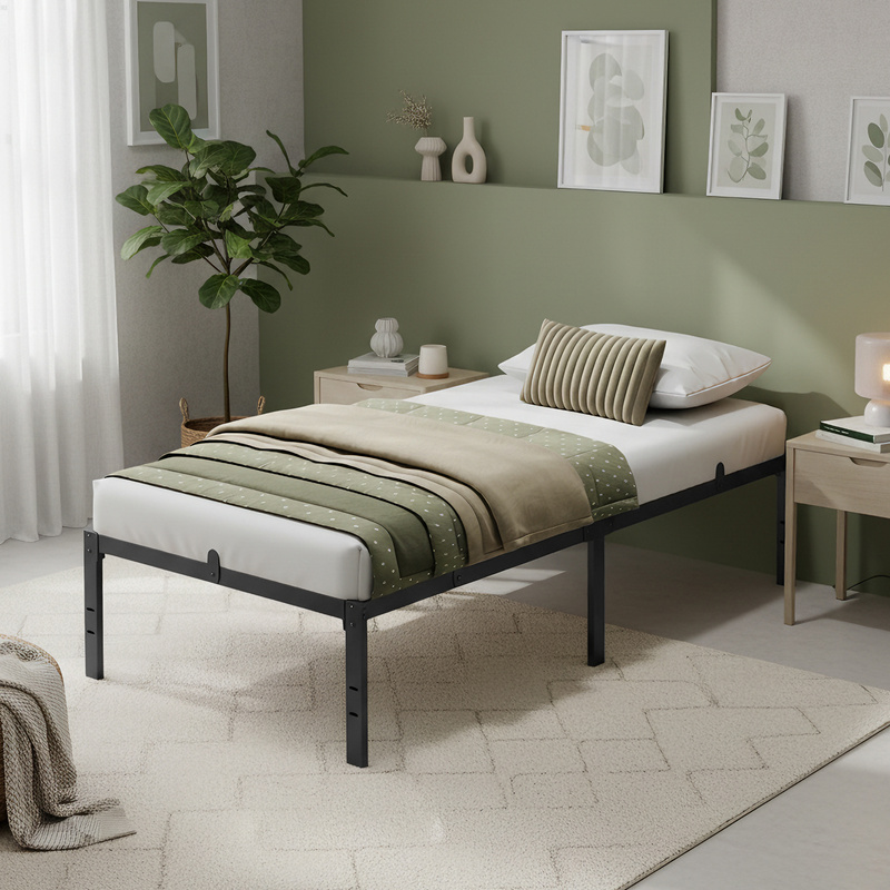 Single Bed Frame, 90 X 200 Cm, Bed Frame With Under-bed Storage, Black