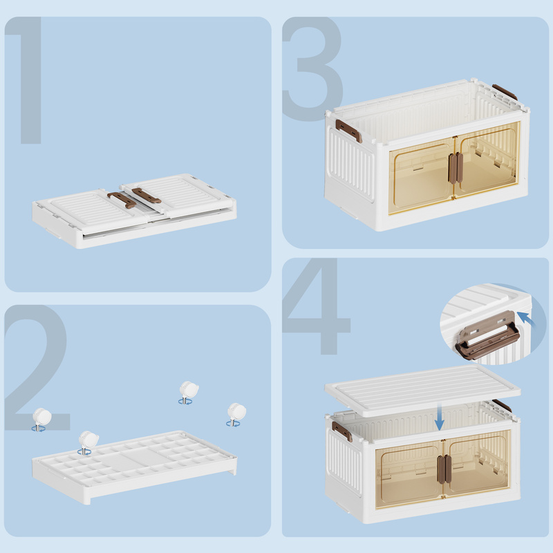 4-Tier Stackable Plastic Storage Box with Lid