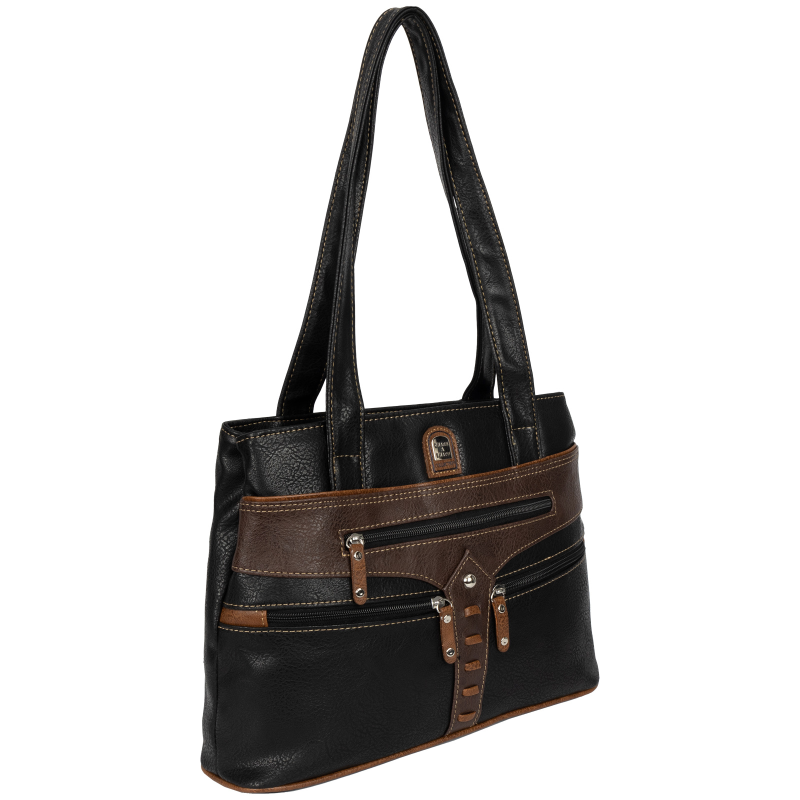Image of Ladies' Handbag Shoulder Bag Sling Bag Shopper Crossover Bag Leather Look Black-brown