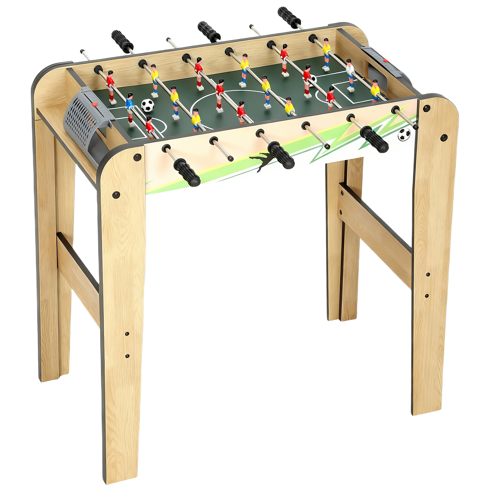 TEMU Sportnow Wooden Foosball Table For Kids, Foosball Table With 2 Scoreboards, 6 Handles, 18 Players, 6 Bars, And 2 Balls, Gift For Adults,