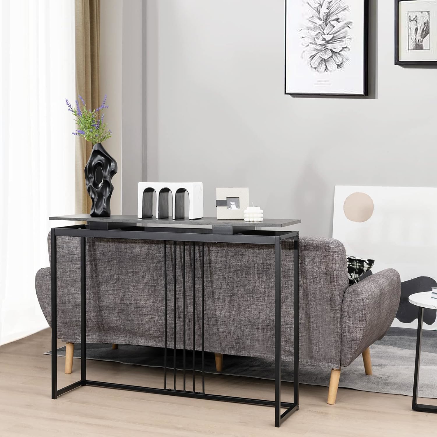 Console Table, Side Table With Imitation , , For Living Room, Entrance, 120 X 30 X 90 Cm