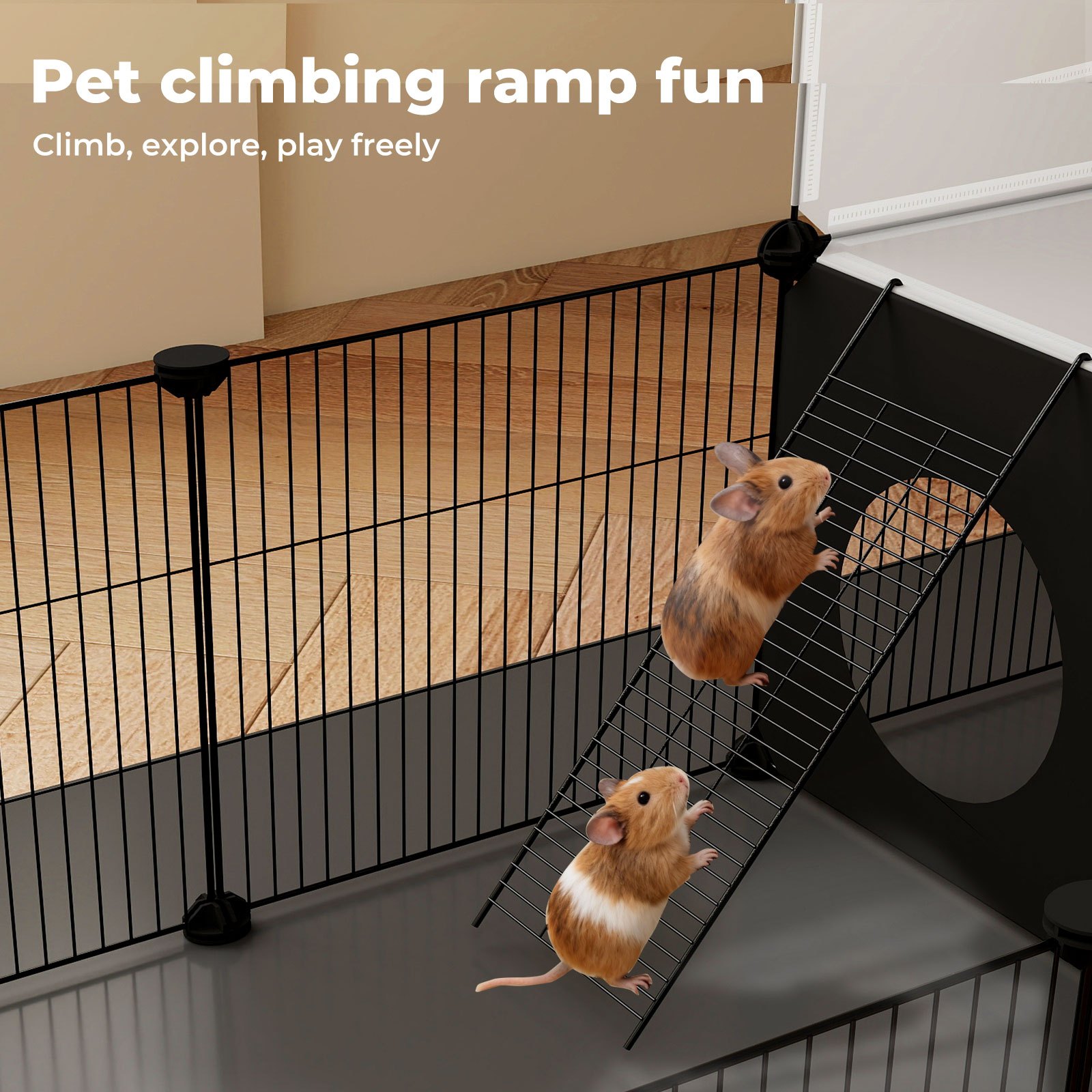 Skylos 24-Panel Pet Playpen with Climbing Ladder for Small Animals
