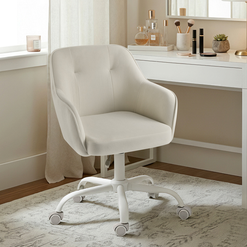 Desk Chair, Height-adjustable, Swivel, Cord, For Office, Bedroom, Beige