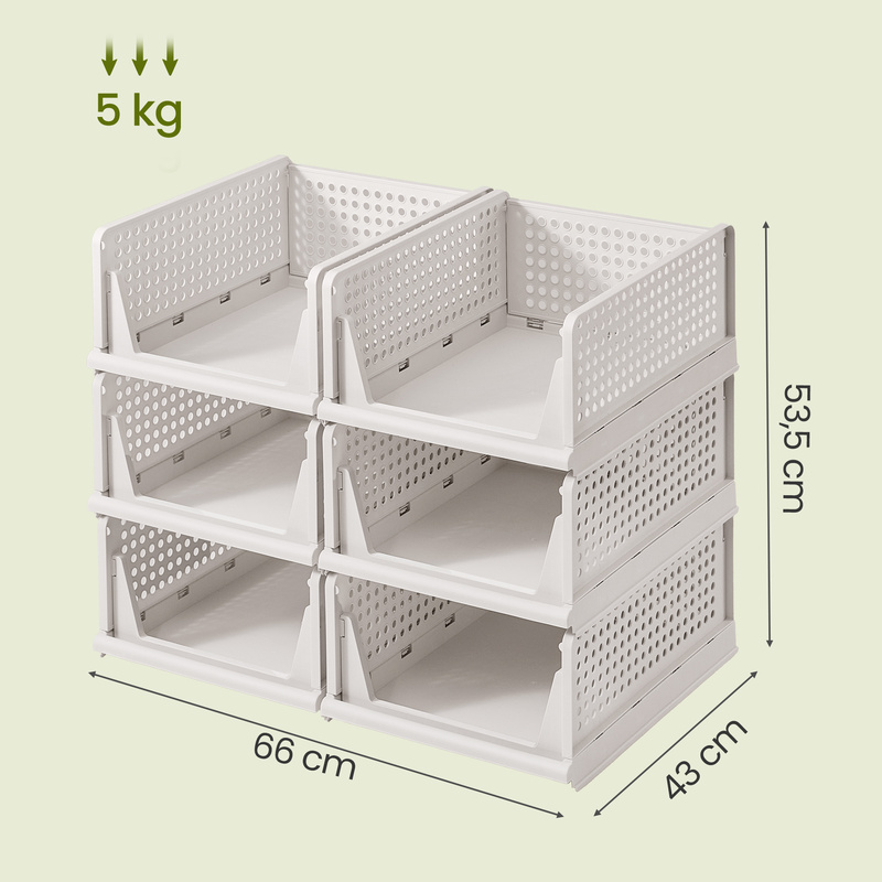 6-Piece Stackable Storage Basket Set for Organising