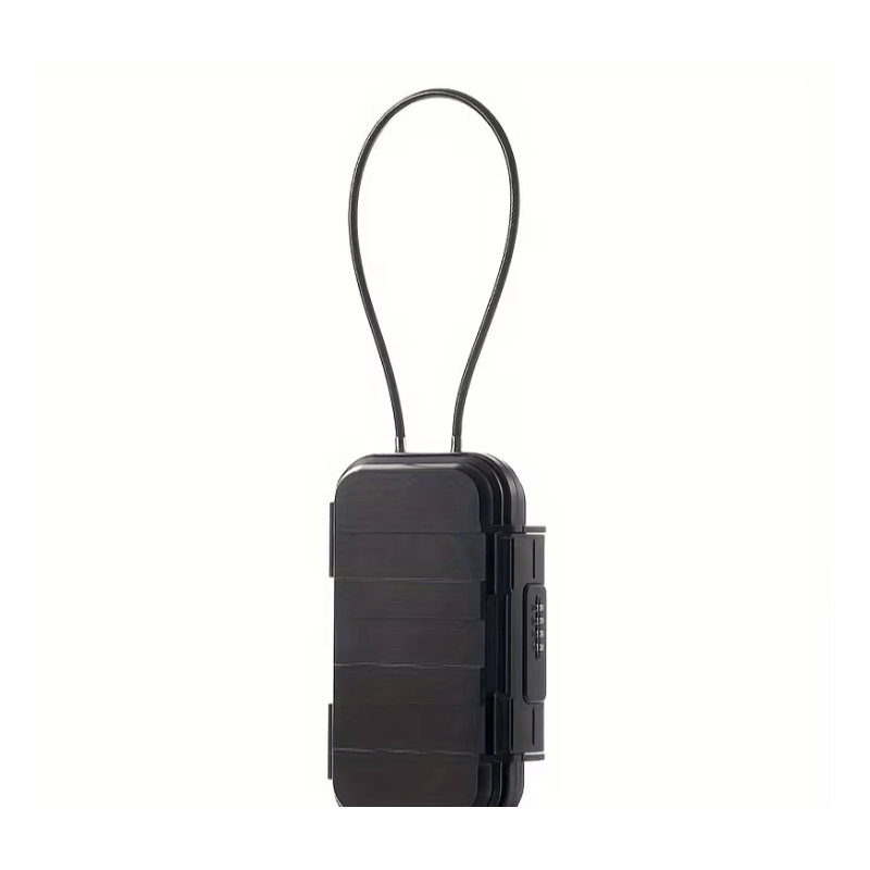 TEMU Portable Safe Box With 4-, Waterproof & Anti-theft Travel Lock Box, Mini Combination With Removable Steel Cable For Beach, Car, Office, Hotel &
