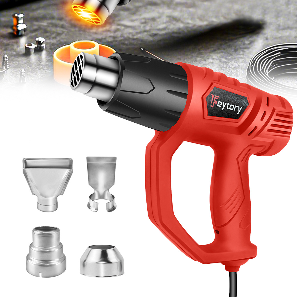 E-shop Heißluftpistole, professionelles leichtes Heißluftpistolen-Set mit 3/4 Düsen, 300℃ & 600℃ Dual-Temperatur-Einstellungen, schnelles Aufheizen für