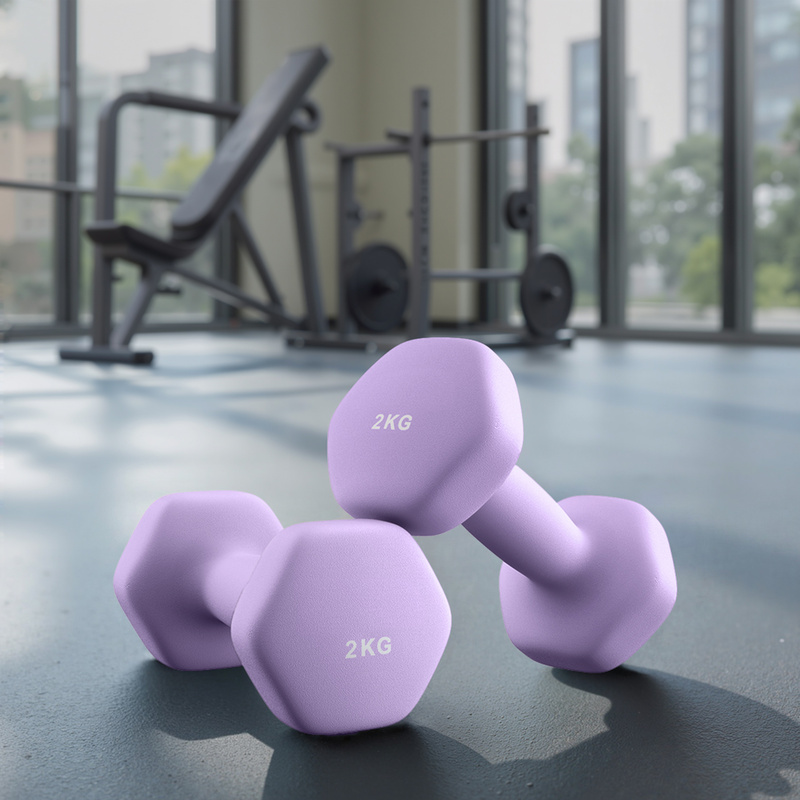TEMU Dumbbells, 2pcs Set, Kg, Dumbbell Set, Short Dumbbells, Hexagon, Neoprene Coating, Strength Training, Purple
