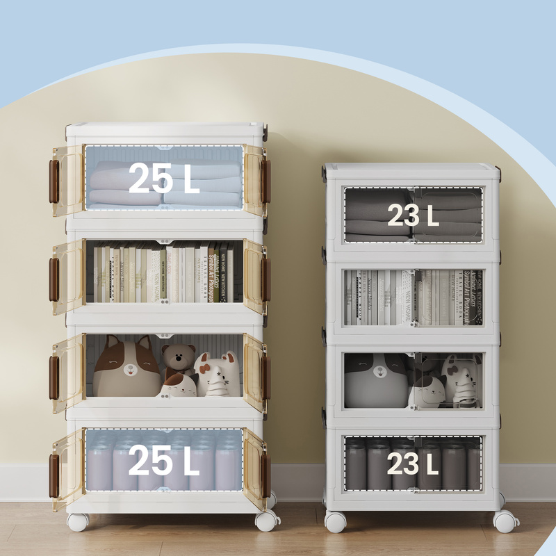 4-Tier Stackable Plastic Storage Box with Lid