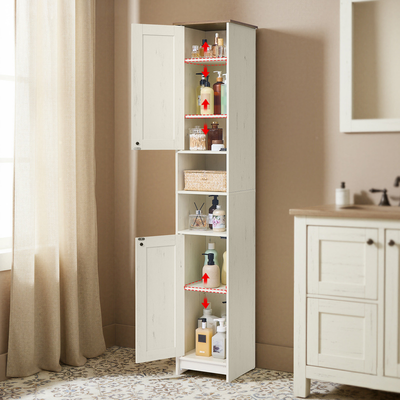 Bathroom Cabinet, Technology, Assembly, Adjustable Shelves, White