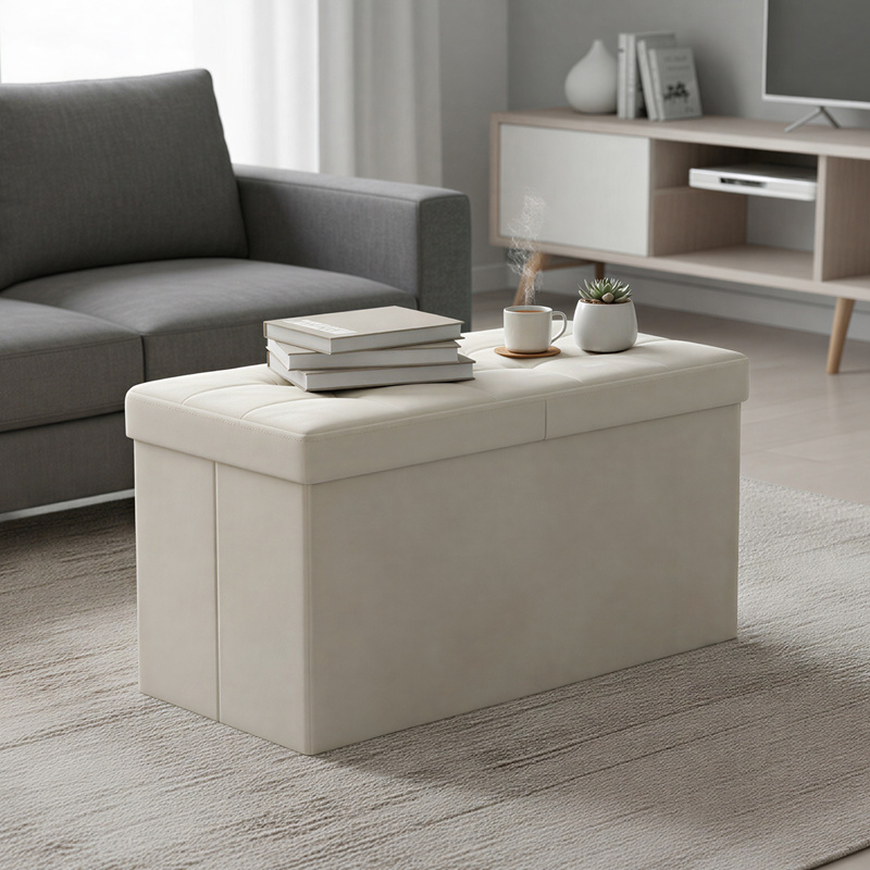 Storage Bench With Lid, Seat Box With Storage Space, For Entryway, Organizer Box, 38 X 76 X 38 Cm, Velvet, White