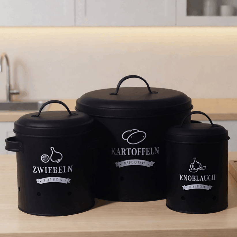 E-shop Kartoffelaufbewahrungsbox [3er-Set], Aufbewahrung für Kartoffeln, Zwiebeln und Knoblauch, hält Gemüse länger frisch