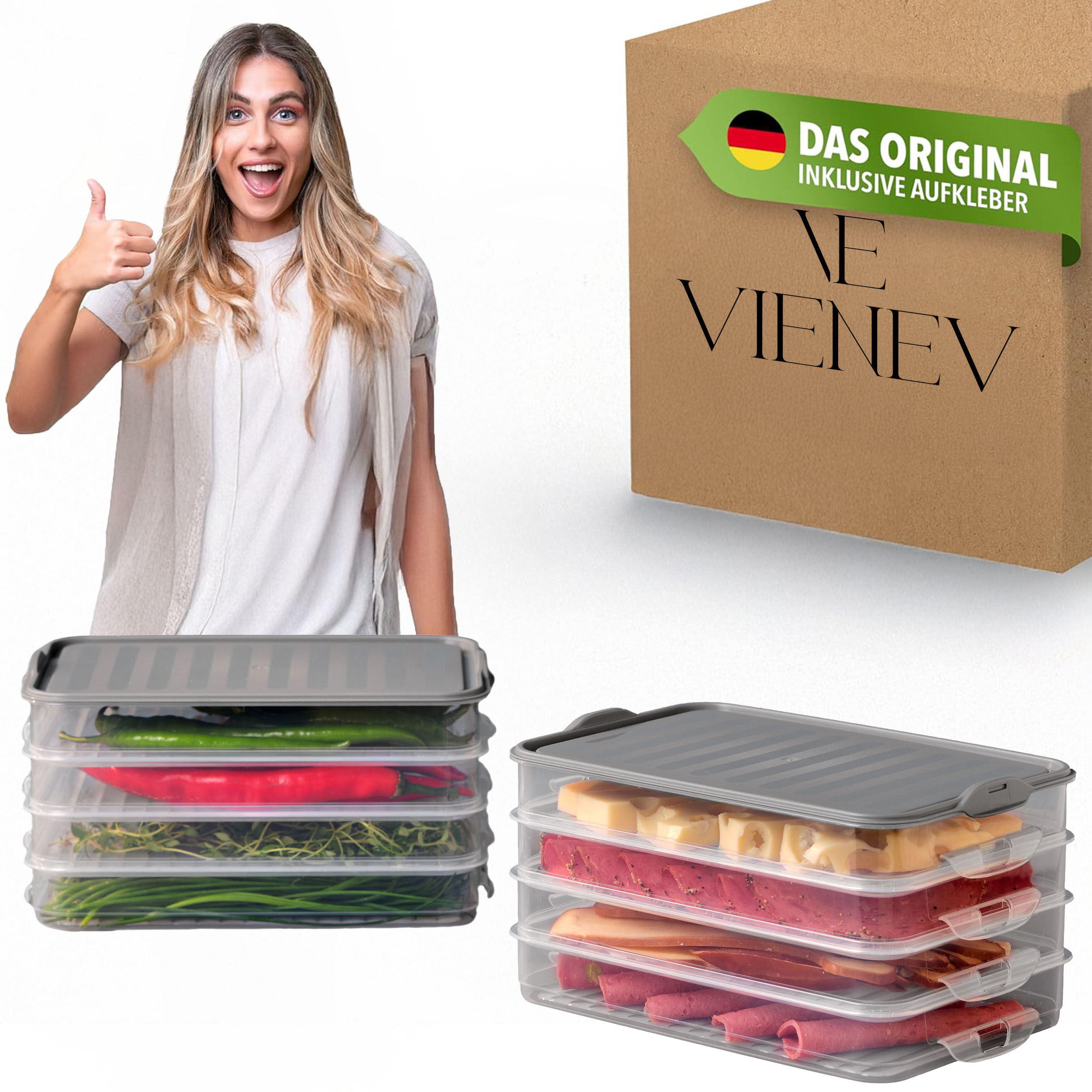 With Refrigerator Cutting Boxes, Sausage Storage Refrigerator, Stackable Cutting Box, Refrigerator Organizer, Fresh-keeping Cans With Lids, Cutting Cans, Refrigerator Storage Box - 0.75lx8