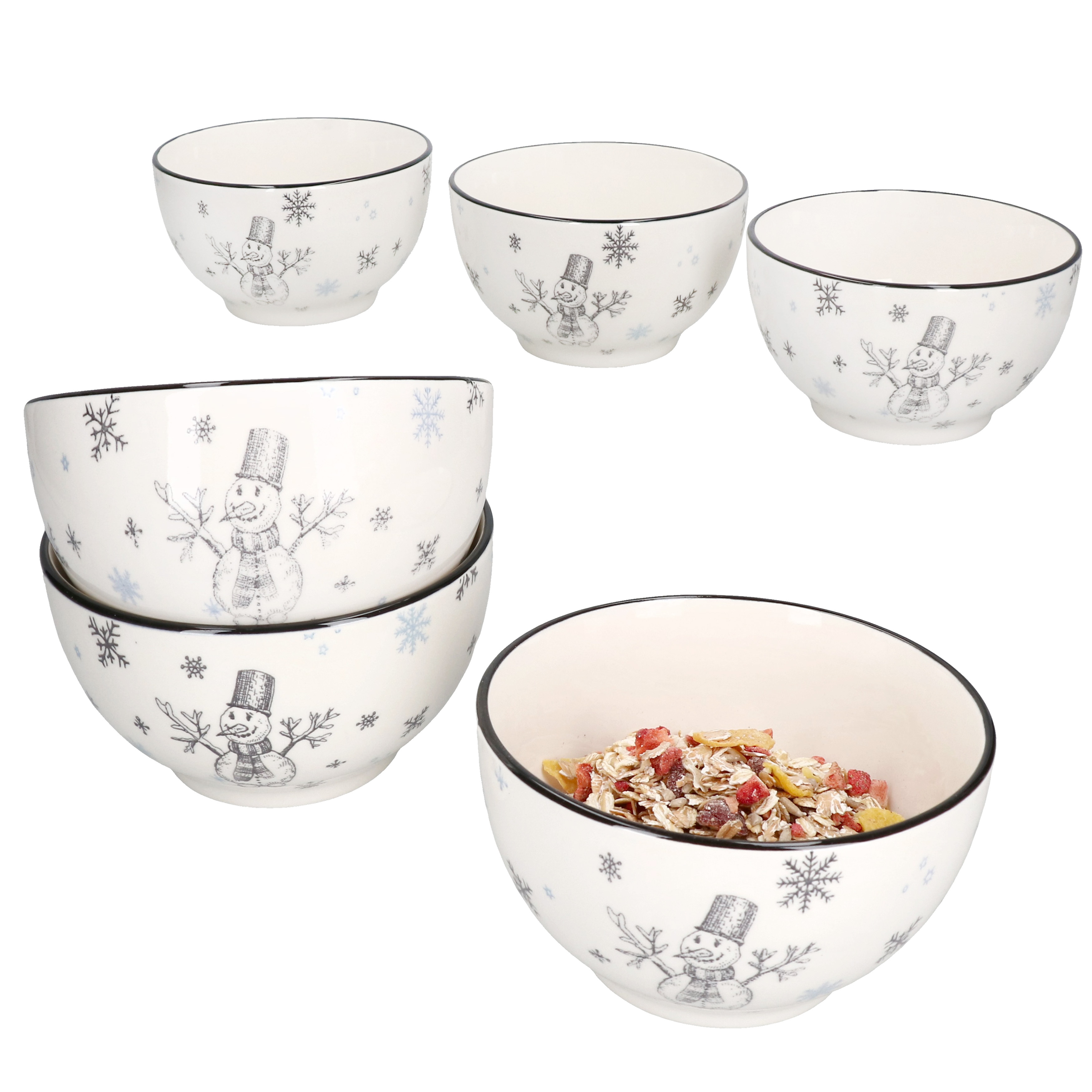 Image of 6x Olove Bowl 450ml Stoneware Snowflake Christmas Bowl