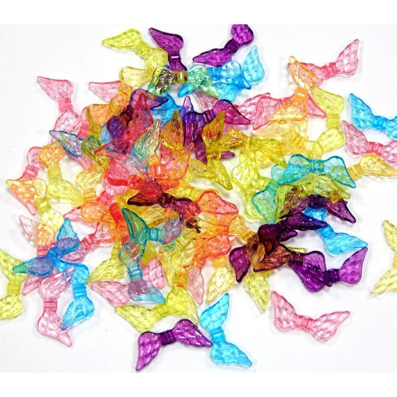 Perl Acrylic Beads Plastic Beads Wings Beads Wings With Heart Mix Colorful Guardian 20mm X 8mm Crafting 200pcs