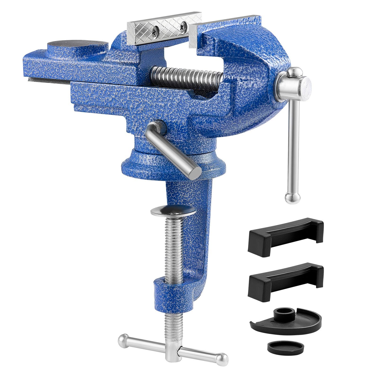 Vevor Bench Vise, 3 Inch, Portable Workbench Vice With Base, Quick Release Rotating Bench Clamp, Raised Base, Cast Iron Construction, For Woodworking, Metalworking, Drilling, And Cutting