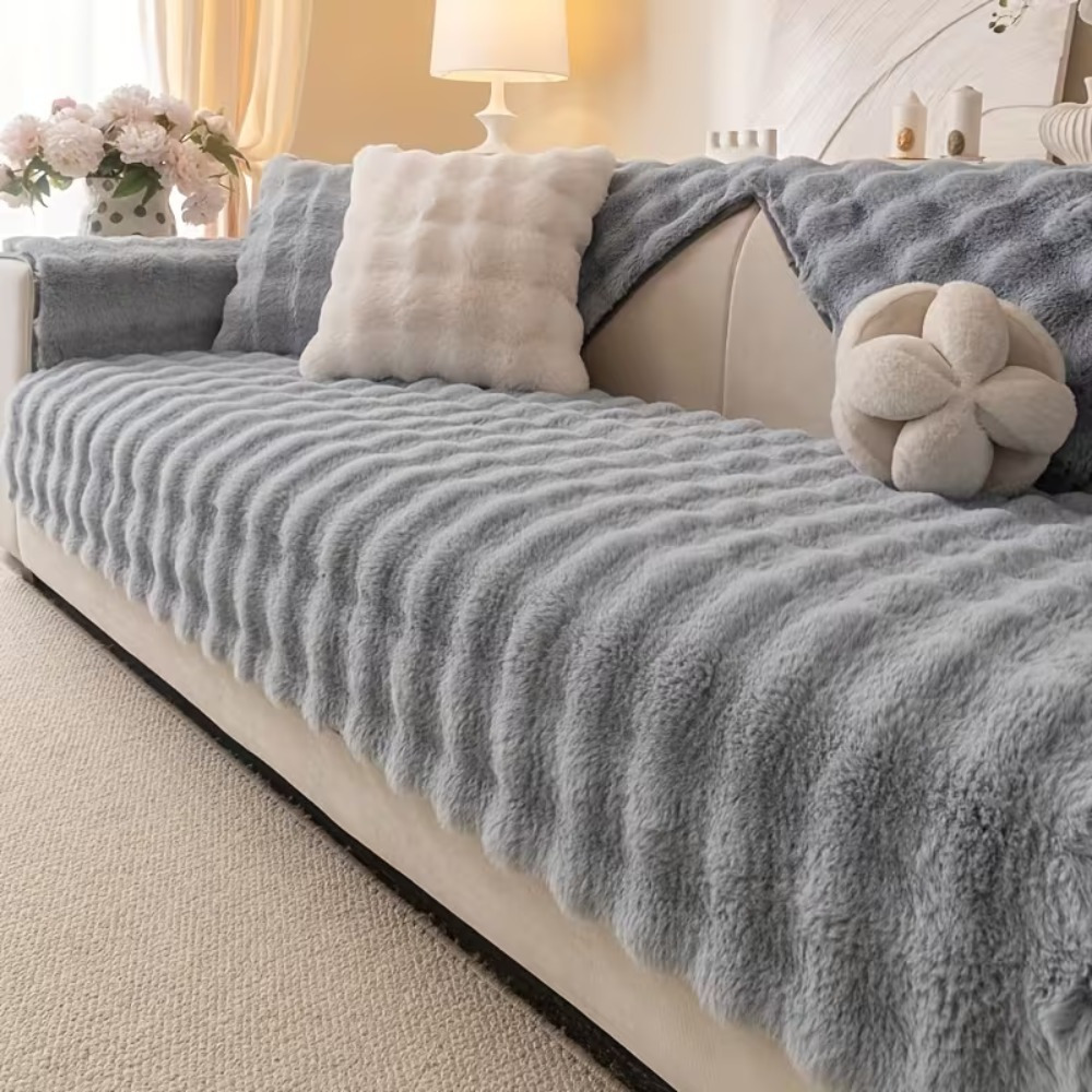 soft plush sofa cover non slip sofa covers 1 2 3 4 seater rabbit faux fur couch covers fluffy couch cover plush warm sectional sofa cover cushion for pet dog furniture protector