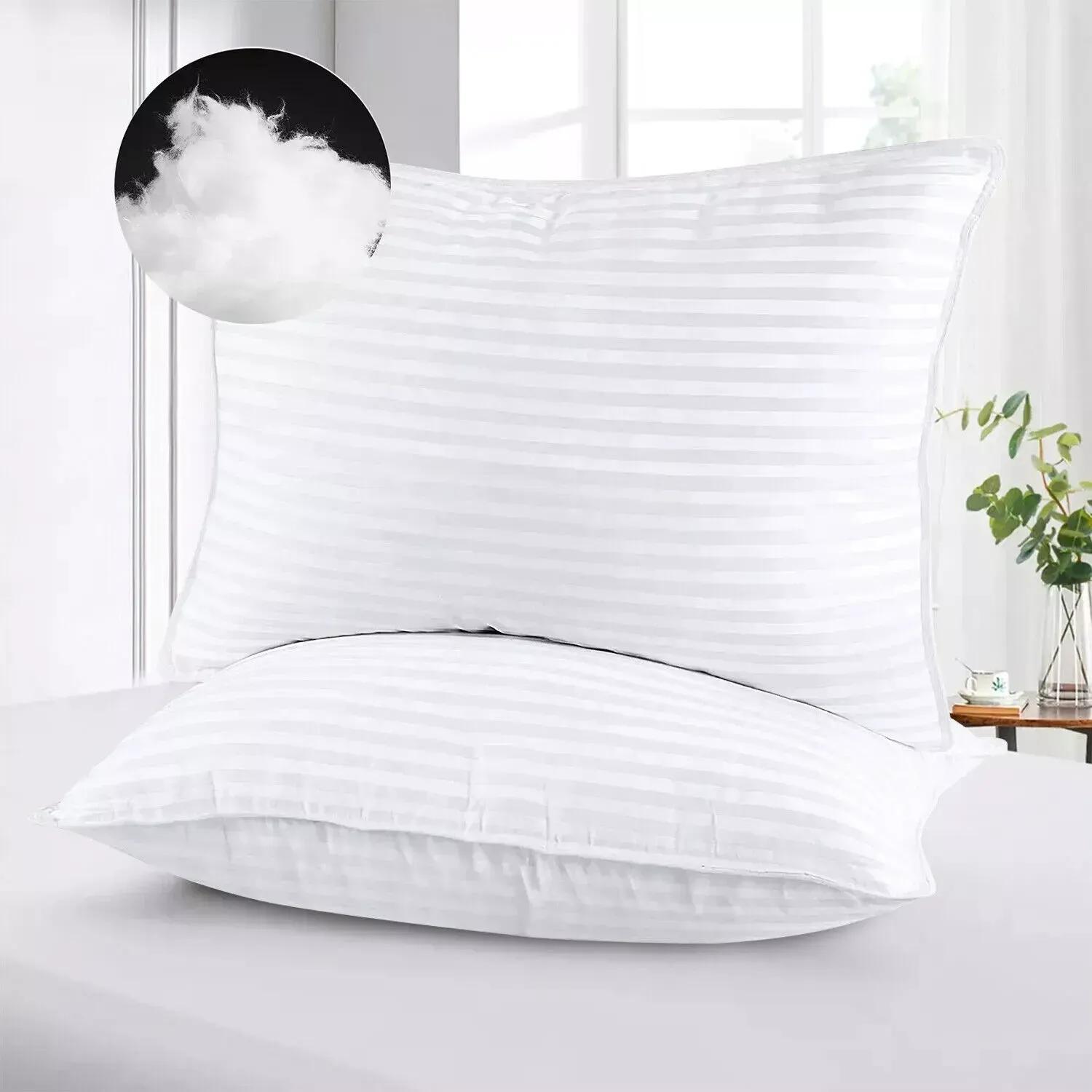 Xania Stripe Pillows 2 Pack, Bounce to Back Soft Pillow for Side, Stomach And Back Sleepers. Hotel Quality, Anti Allergy Pillow with Extra Soft Hollow Fiber Filling.