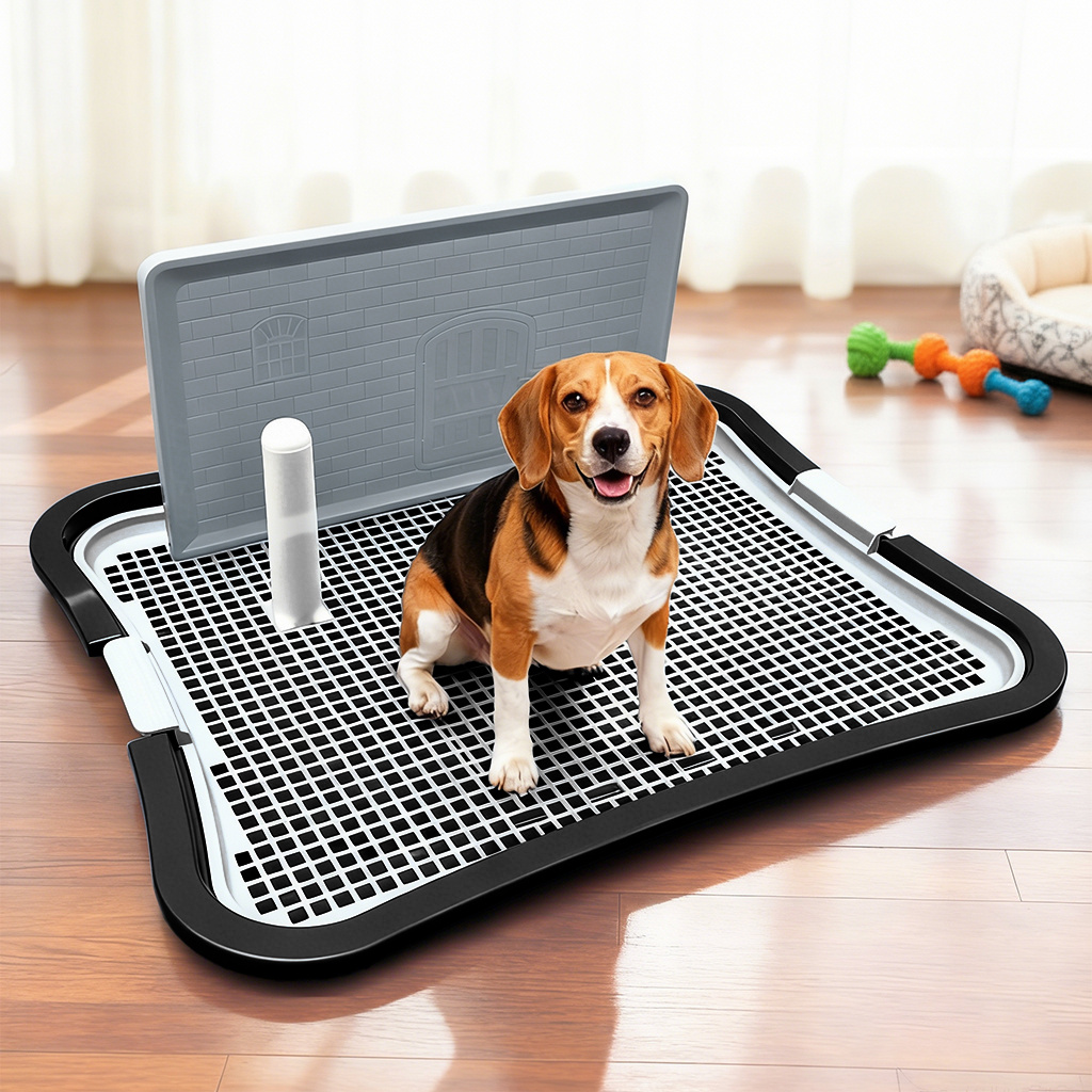 E-shop Flache, rutschfeste, langlebige, leicht zu reinigende Gitter-Design-Hundetoiletten-Trainingsschale – spritzwassergeschützt, waschbar mit