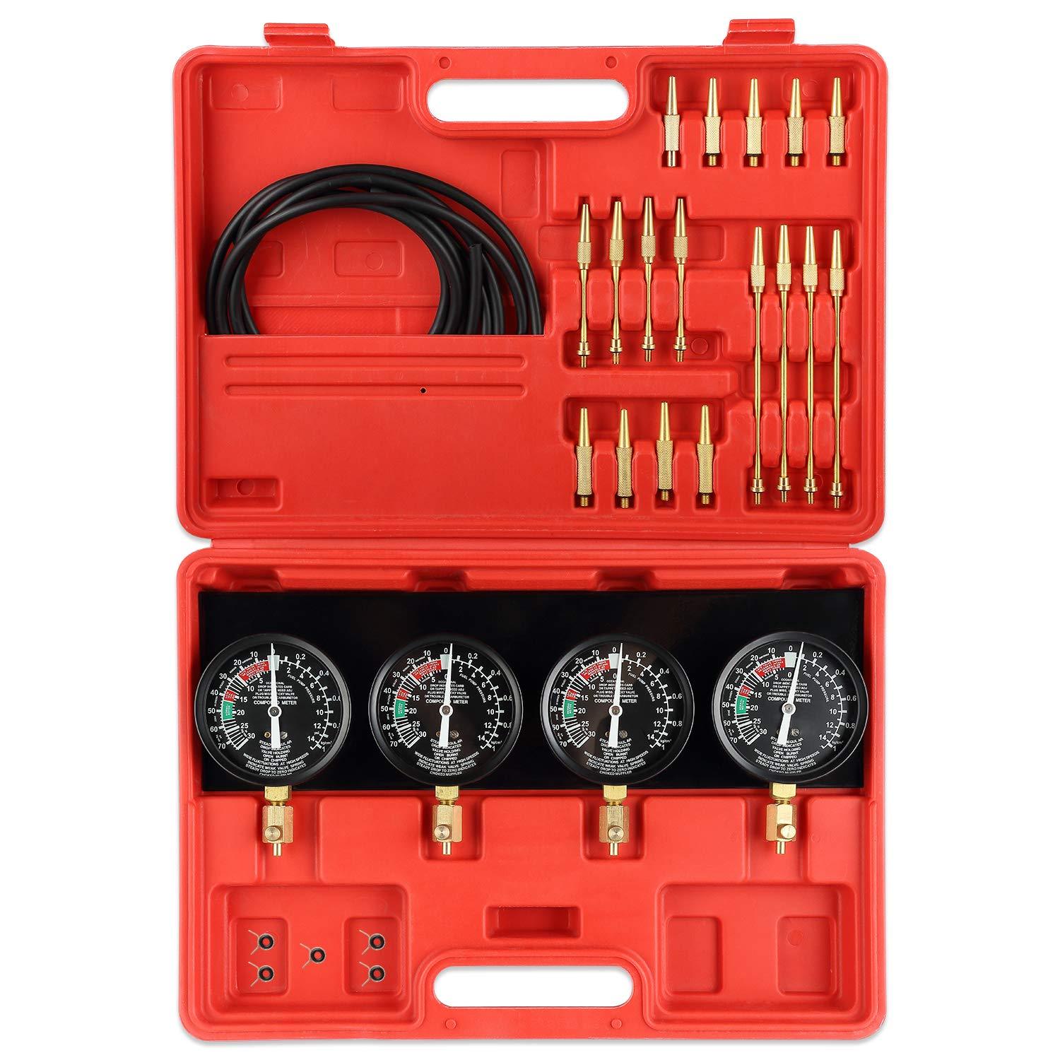 Without Fuel Pressure Tester, Vacuum Carburetor Synchronizer Tool Set, With Adapter And 4 Manometers For Cars And Motorcycles.