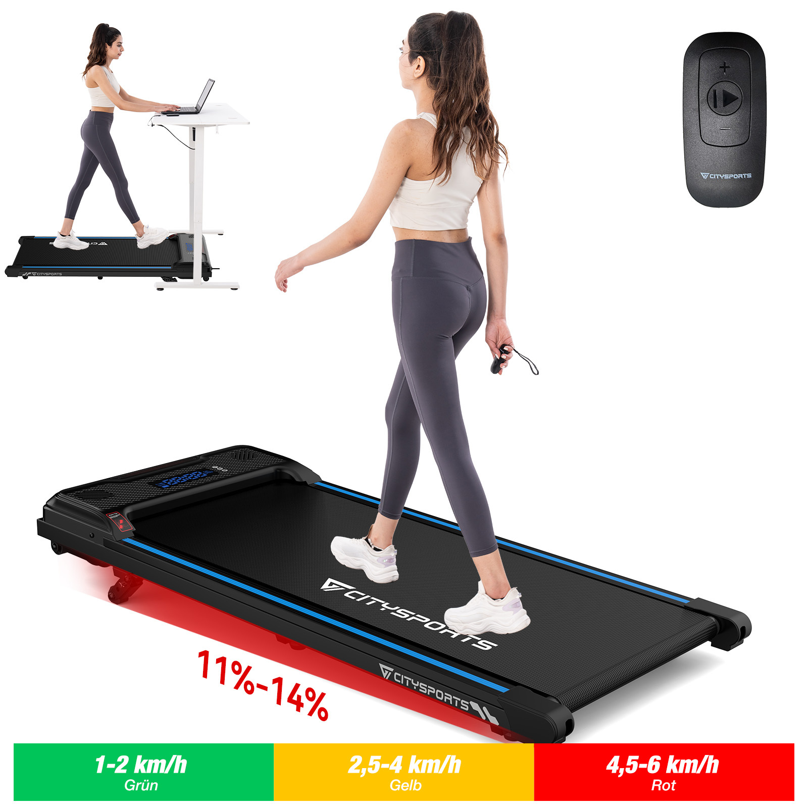 E-shop Elektrisches Laufband für Zuhause , Laufband mit Steigung, Walking Pad mit 11 %–14 % Neigung, LED-Anzeige, 1-6KM/H, 120KG