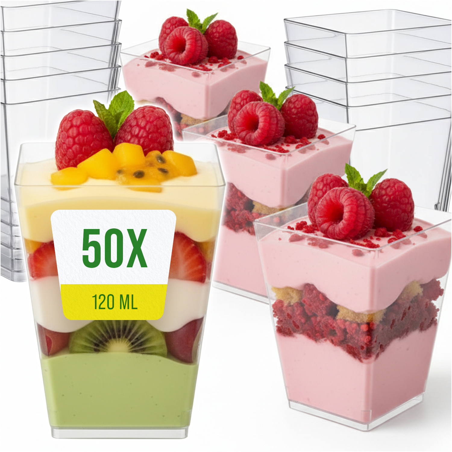 TEMU Dessertbekertjes Voedselcontainers 110 ml, Set van 50 Herbruikbare Bekers, en Esthetisch, Perfect voor Zoete en Hoge Snacks, Gemaakt van Veilig