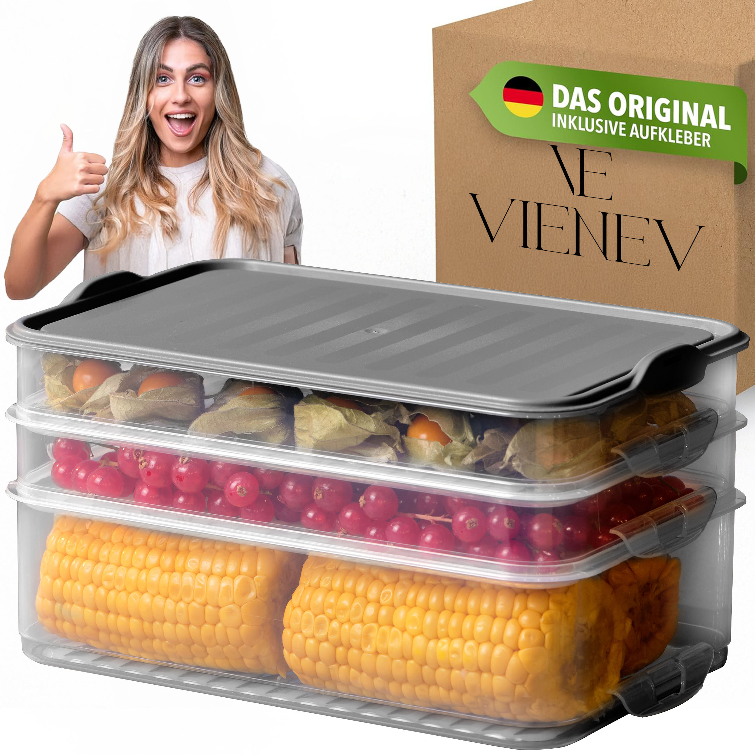 TEMU With Refrigerator Cutting Boxes, Sausage Storage Refrigerator, Stackable Cutting Box, Refrigerator Organizer, Fresh-keeping Cans With Lids,