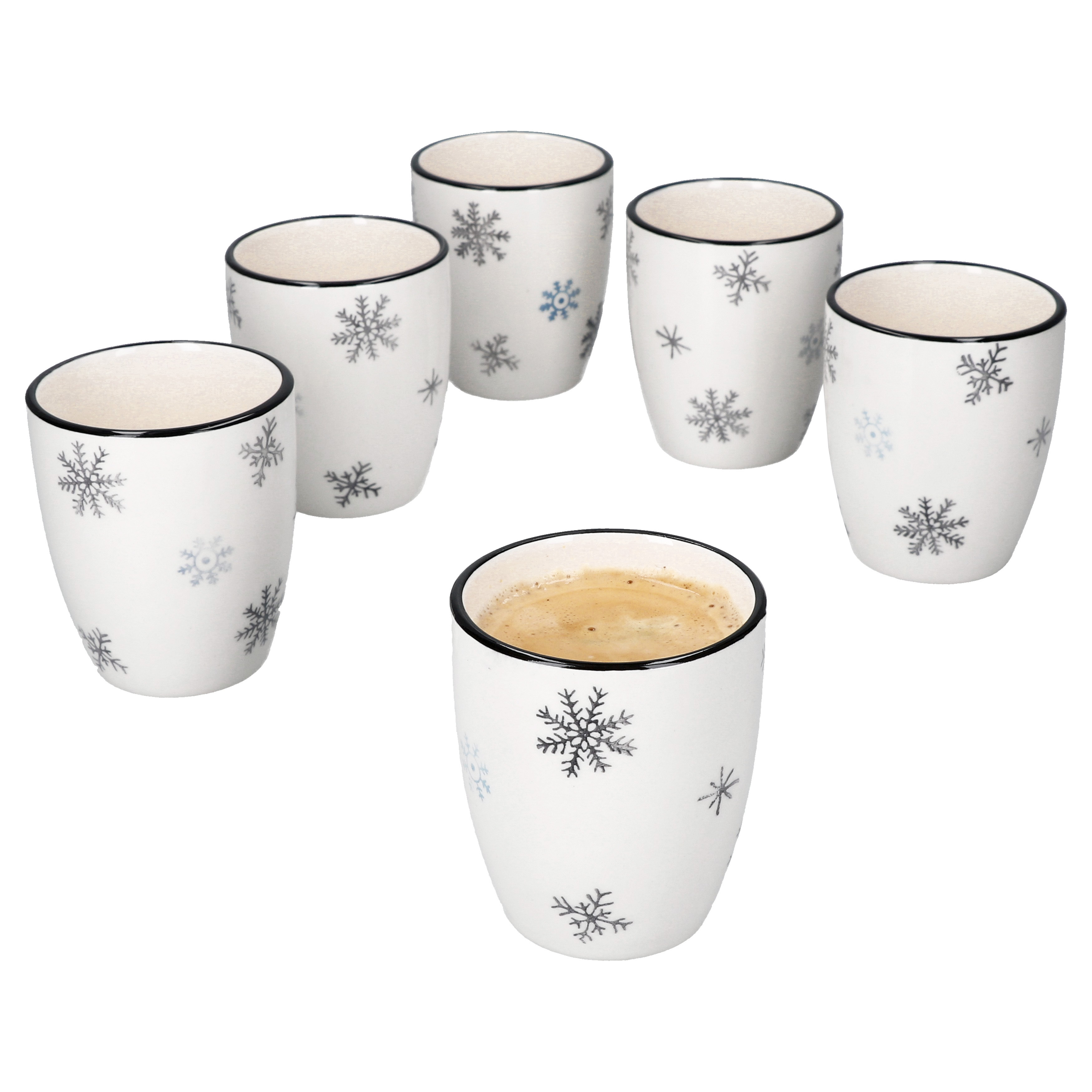 Image of 6x Olove Mocha Cups 120ml Stoneware Snowflake Christmas Mug