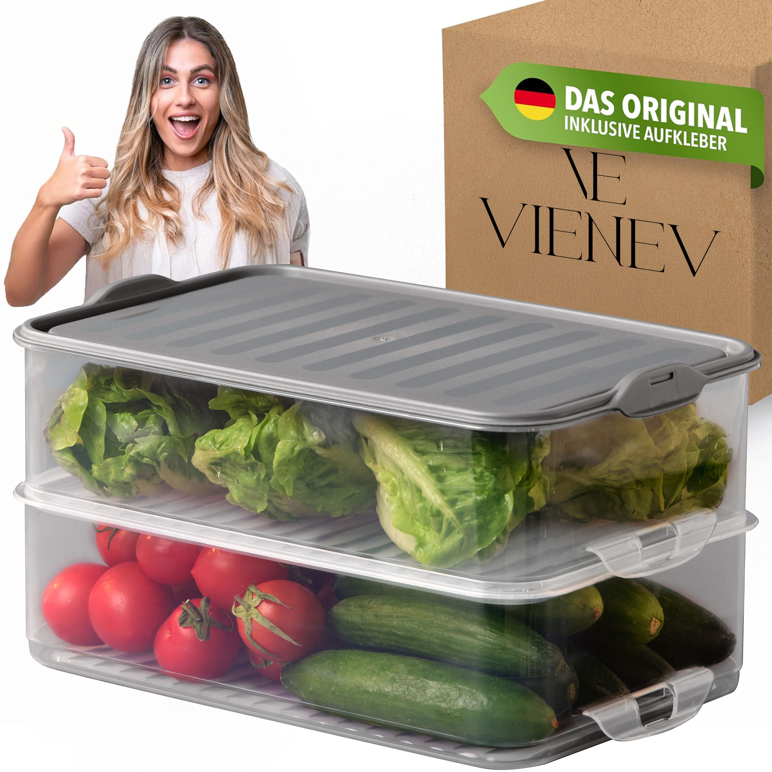 TEMU With Refrigerator Cutting Boxes, Sausage Storage Refrigerator, Stackable Cutting Box, Refrigerator Organizer, Fresh-keeping Cans With Lids,