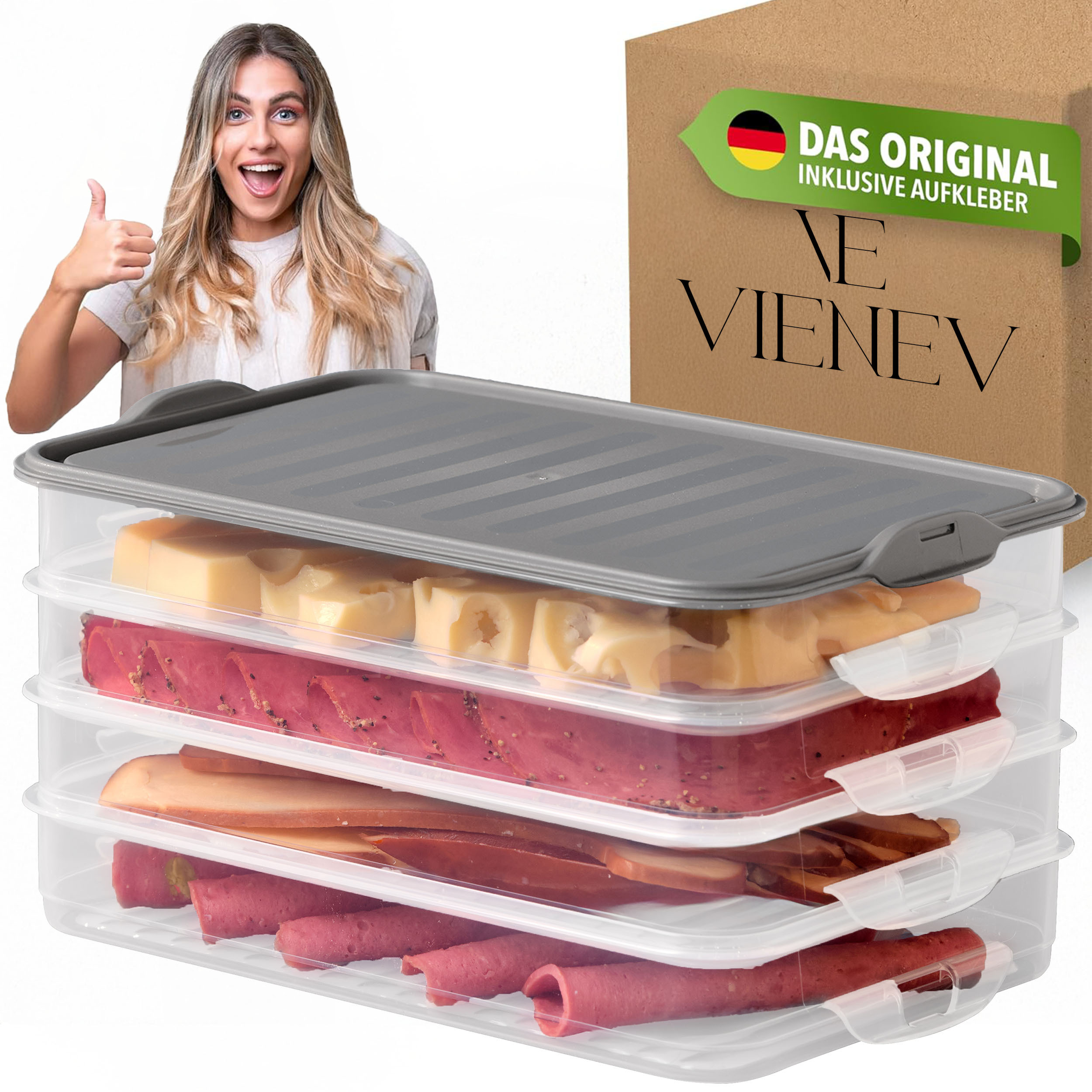 TEMU With Refrigerator Cutting Boxes, Sausage Storage Refrigerator, Stackable Cutting Box, Refrigerator Organizer, Fresh-keeping Cans With Lids,