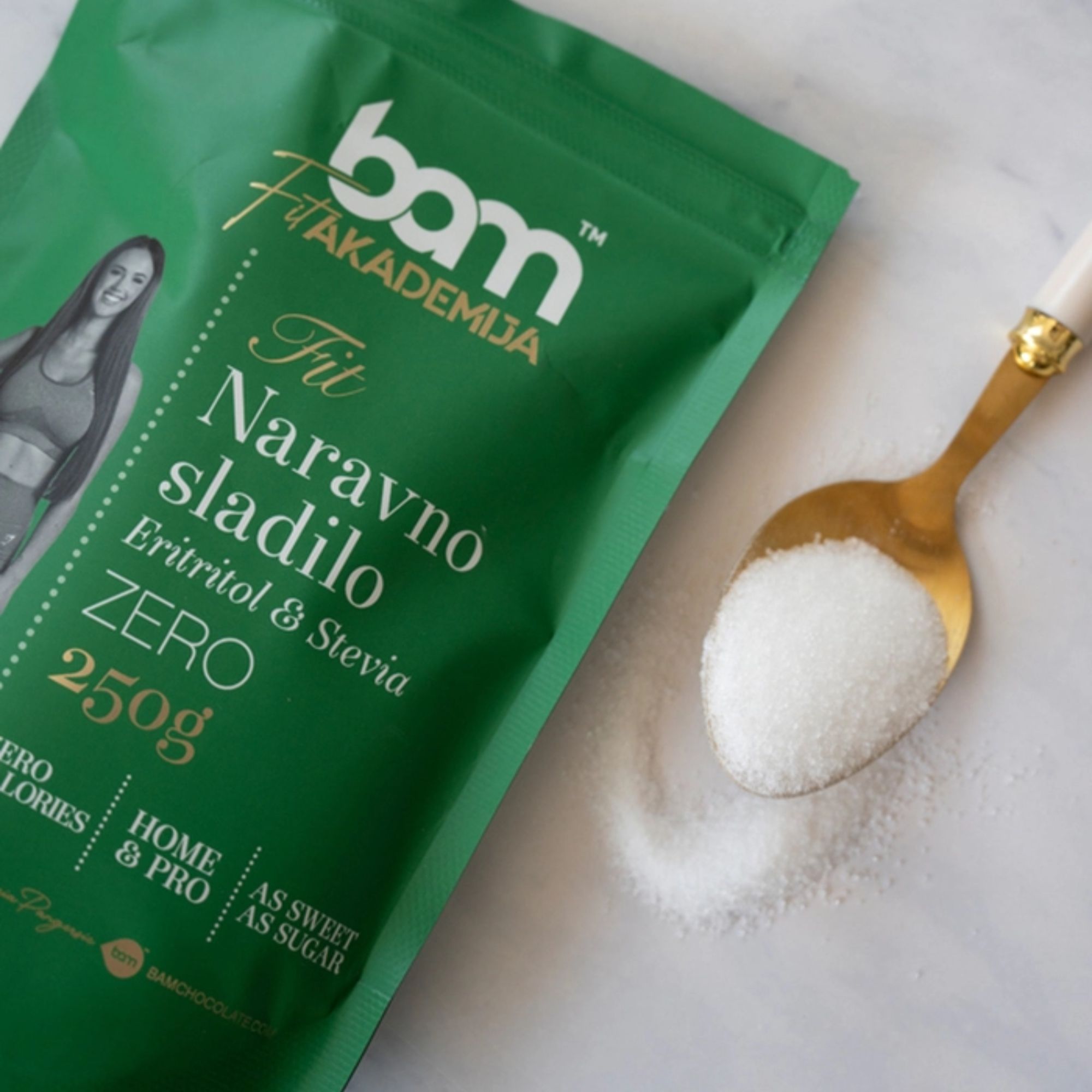 E-shop BAM 250 g Kalorienfreier Tischzucker + Natürliche Erythritol & Steviolglykoside Mischung + Kalorienfreie Zuckeralternative + Perfekt für
