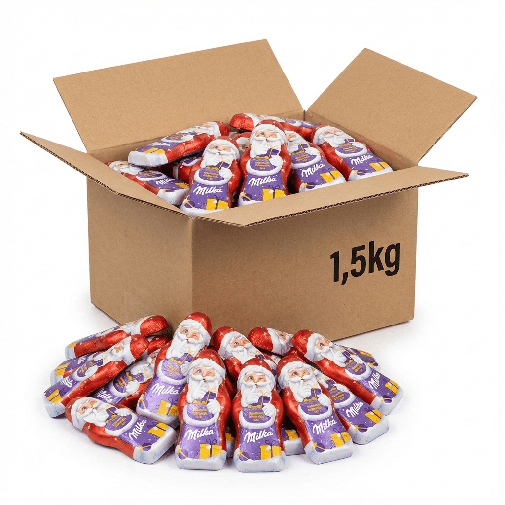 E-shop Milka Mini Weihnachtsmänner – ca. 160 Stück – zarte Alpenmilch-Schokolade im Bulk-Karton (1,5 kg)