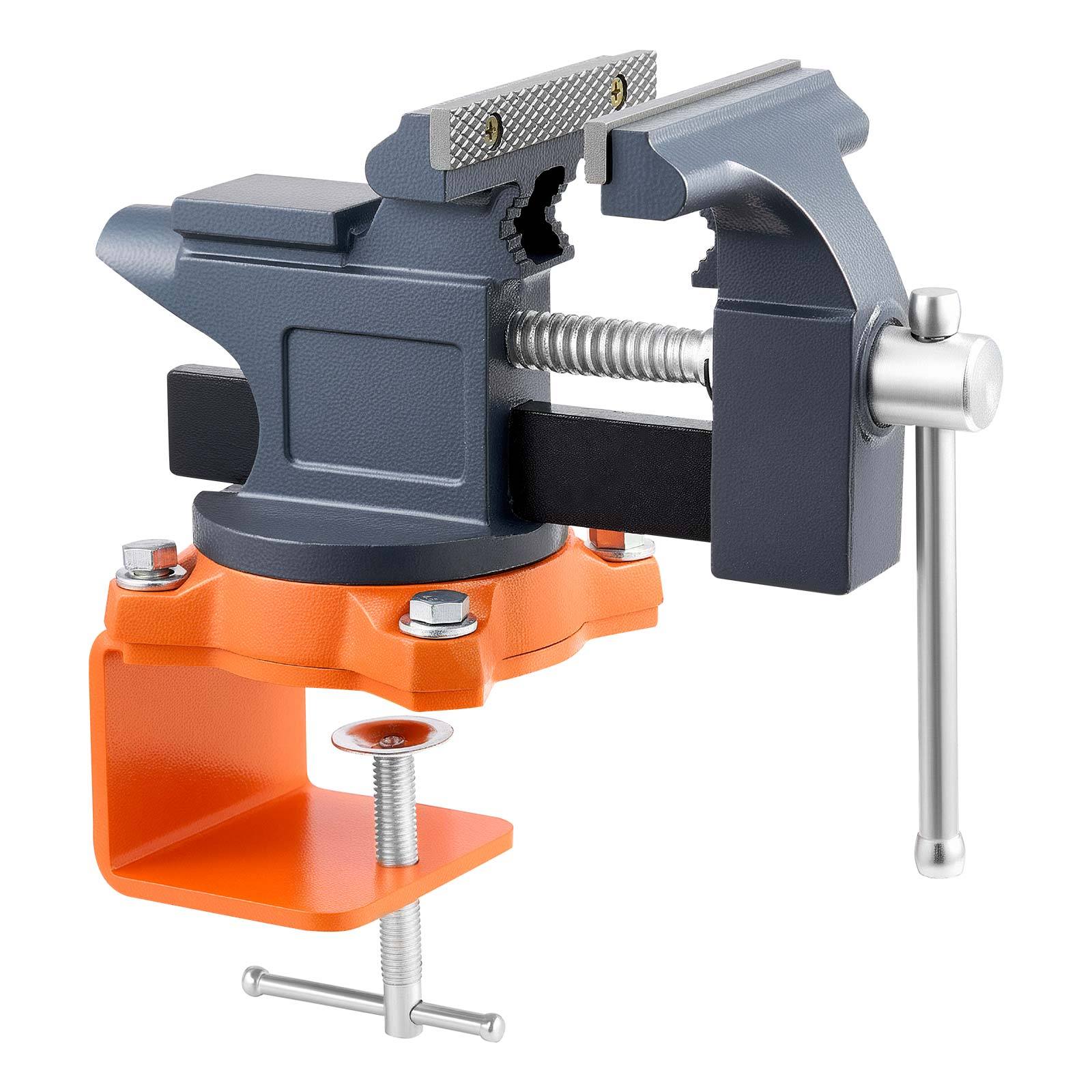 Image of Vevor Bench Vise, 4.5 Inch, Portable Workbench Vice With 270° Swivel Base, Quick Release Rotating Bench Clamp, Cast Iron Construction, For Woodworking, Metalworking, Drilling, Sawing, Cutting Conduit