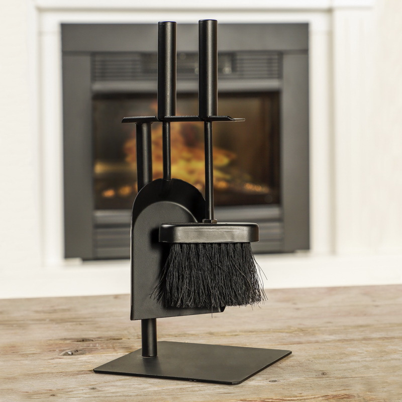 Image of 3pcs Fireplace Set. Fireplace Utensil Set Consisting Of Shovel, Brush, And Holder For Stove, Fireplace, And Grill Cleaning.